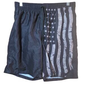 Black Flag Print Swim Trunks Size Large
